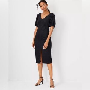 Brand New size 2 Ann Taylor Faux Suede Puff Sleeve Sheath Dress
